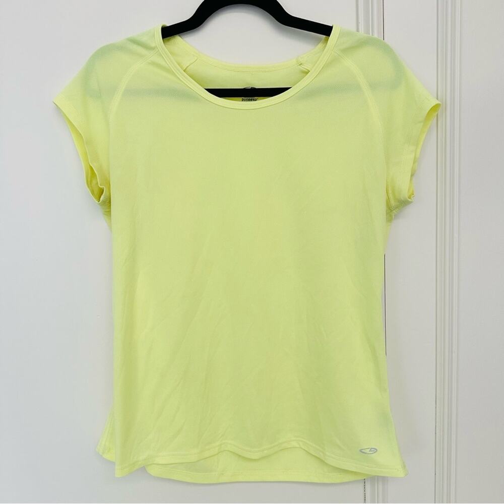Champion Neon Yellow Short Sleeve Athletic T Shirt Size Large Crewneck Dri Fit
